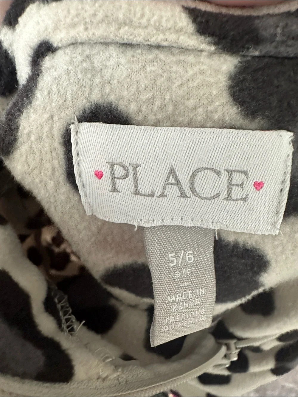 The Children's Place White and Black Leopard Print Fleece Pullover